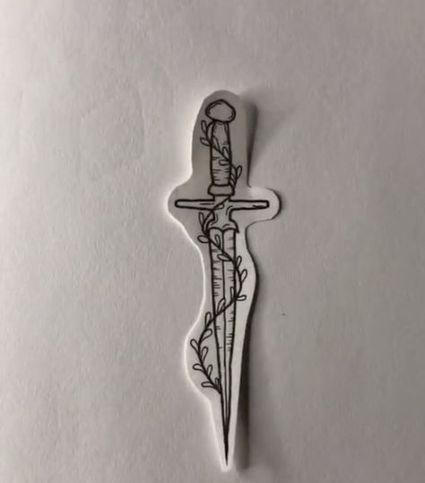 Small Knife Tattoos For Women, Dagger With Vines Tattoo, Dager Tattoos For Women, Long Tattoo Ideas, Small Dagger Tattoo, Simple Dagger Tattoo, Daggar Tattoo, Sternum Tats, Feminine Dagger Tattoo