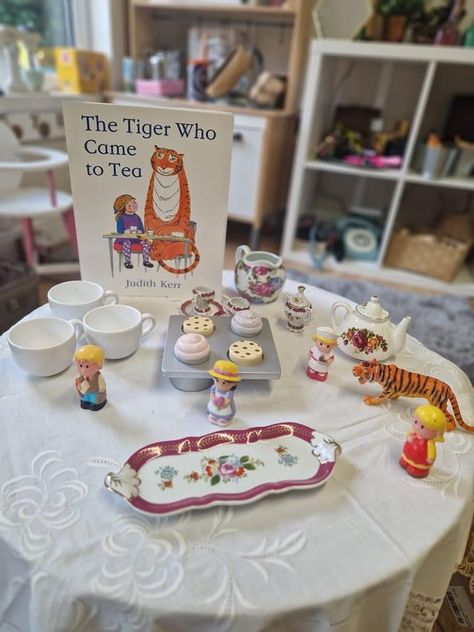 The Tiger Who Came To Tea Activities, The Tiger Who Came To Tea, Tiger Who Came To Tea, Continuous Provision, Book Corners, Fourth Birthday, Preschool Books, Book Nook, Book Nooks