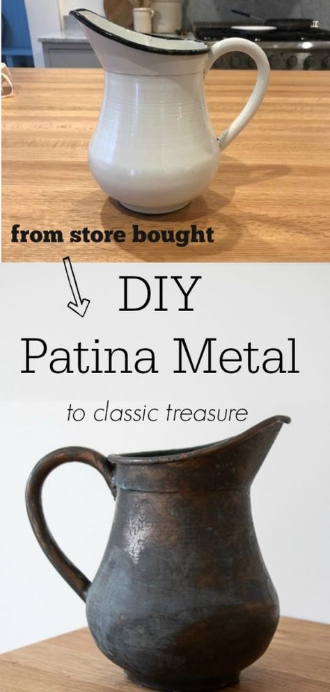 Diy Old Furniture Makeover, Patina Diy, Dark Academia Room Decor, Seeking Lavender Lane, Pretty Items, Vintage Copper Pots, Patina Metal, Diy Metal, French Farmhouse