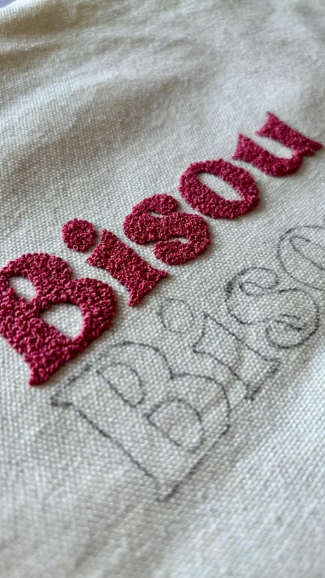 Embroidery Things To Make, Embroidery Words Shirt, How To Embroider On Shirt, Embroidery Designs Words, Letter Embroidery On Tshirt, Cute Hand Embroidery Designs, Embroidery Designs For T Shirts, Hot Glue Embroidery, Embroidery Easy For Beginners