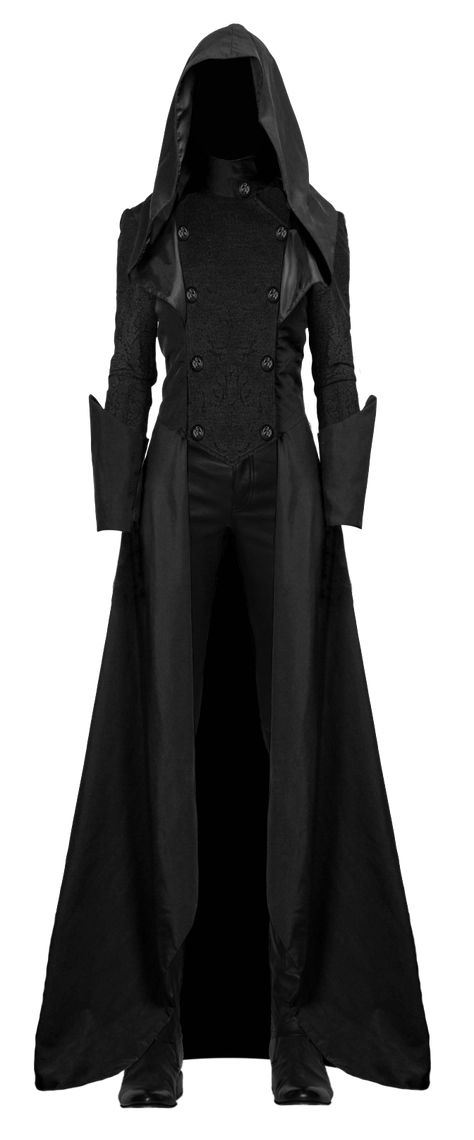 A small modification coat found on tumblr - now for Wraith ( I'm not sure... it could be a Hogan McLaughlin work???) (photomanipulation) Outfits With Cloaks, Fantasy Coat Design, Dark Wizard Outfit, Fantasy Villain Dress, Assassins Clothing, Assassin Clothes Women, Assasin Clothes, Necromancer Clothes, Dark Fantasy Outfits