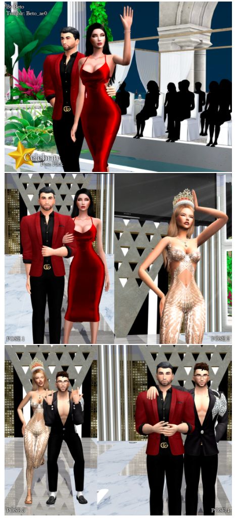 By Beto - Celebrity (Pose Pack) Sims 4 Celebrity Poses, Sims 4 Paparazzi Pose, High Fashion Poses, Pelo Sims, Ts4 Cc, Sims Resource, Sims 4 Cc Finds, Maxis Match, Fashion Poses