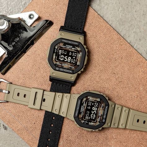 G-SHOCK on Instagram: “The #DW5610SU with #camouflage face comes with an additional and easily interchangeable band. By that you can always switch between black…” Gshock Watch For Men, Casio Gshock, New G Shock, D1 Milano, Watch Set, Baby G, Watch For Men, Gshock Watch, G Shock