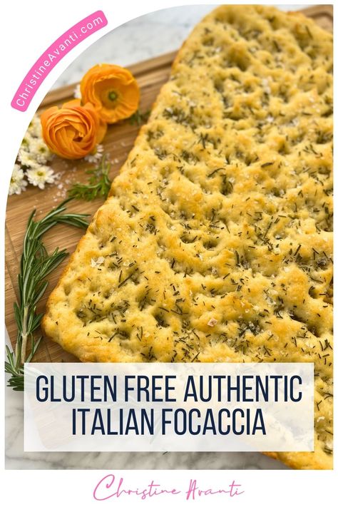 Gluten Free Authentic Italian Focaccia Gluten Free Facoccia Bread Recipe, Foccacia Bread Recipes Gluten Free, Focaccia Bread Gluten Free, Fioreglut Recipes, Gluten Free Foccacia Bread, Gf Focaccia, Gluten Free Focaccia Bread Recipe, Gluten Free Focaccia Bread, Foccacia Recipe