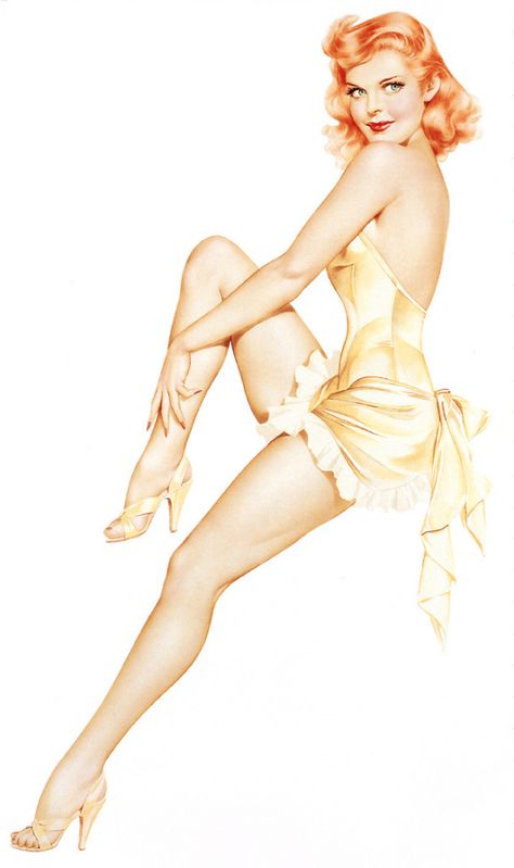 Alberto Vargas started painting quite modest beauties for Esquire Magazine during the 1930s, but during the war the girls became more & more risque as they played dress up in military uniforms. Thousands of copies of Esquire were sent to American troops as a morale boosting exercise during WW2. Earl Moran, Vargas Girls, Arte Pin Up, Pin Up Illustration, Pin Up Vintage, Gil Elvgren, Creation Photo, Pin Up Posters, Pinup Art