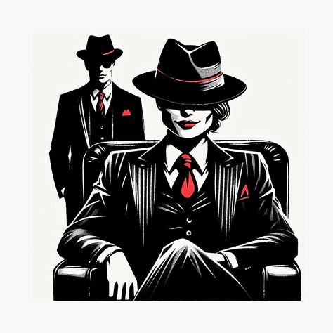 Get my art printed on awesome products. Support me at Redbubble #RBandME: https://www.redbubble.com/i/photographic-print/Mafia-Boss-Woman-and-Bodyguard-Noir-Crime-by-RESToRAPTOR/157913702.6Q0TX?asc=u Mafia Boss Woman, Boss Woman Illustration, Mafia Woman, Mafia Art, Gangsta Paradise, Mafia Party, Gangs Of New York, Gangsta's Paradise, Boss Woman