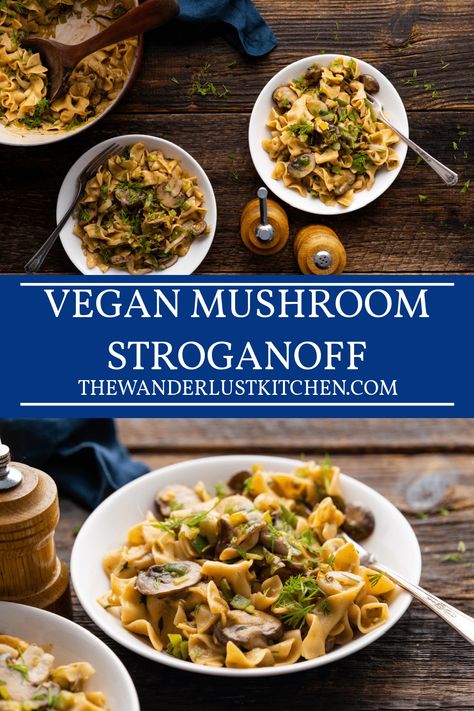 Creamy Mushroom Sauce Recipe, Meaty Mushrooms, Vegan Stroganoff, Mushroom Stroganoff Recipe, Vegan Mushroom Pasta, Vegan Mushroom Stroganoff, Mushroom Sauce Recipe, Light Sauce, Mushroom Stroganoff