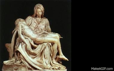 Pieta with fear, GIF, Michelangelo, 2014, Interpretation of Pieta. makeAGIF.com was used to create the GIF. St Peters Basilica, Edgar Degas, Oil Painting Reproductions, Caravaggio, Painting Reproductions, Gustav Klimt, Religious Art, Art Sculpture, The Farm