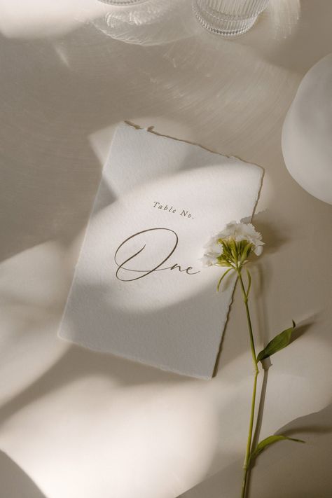 Paper Table Numbers Wedding, Classy Table Numbers, Fabric Table Numbers, Linen Table Numbers, Minimal White Wedding, Paper Table Numbers, Table Cards Wedding, Elegant Table Numbers, Table Number Ideas