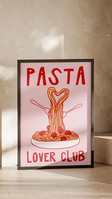 eat spaghetti to eat your regretti, eclectic dopamine aesthetic decor, girly core vintage decoration, valentine's day gift ideas, gifts for her him, girl dinner foods, italian cuisine culture, italy rome prints Gallery Wall Kitchen Ideas, Pop Of Red Aesthetic, Dopamine Aesthetic, Spaghetti Poster, Girly Core, Food Spaghetti, Dinner Italian, Red Preppy, Italian Poster