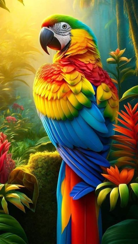 Parrot Wallpaper, Parrot Drawing, Birds Photography Nature, Parrot Painting, Bird Facts, Deer Pictures, Parrots Art, Nature Art Drawings, Dreamy Artwork