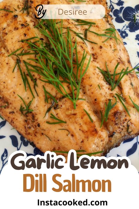 Learn how to make the best Garlic Lemon Dill Salmon, with crispy skin and tender, juicy fish. Quick, simple, and bursting with fresh flavors of lemon, dill, and garlic! Garlic Dill Salmon, Dill Salmon Recipes, Lemon Dill Salmon, Lemon Garlic Salmon, How To Store Garlic, Dill Salmon, Frozen Salmon, Steamed Asparagus, Butter Substitute