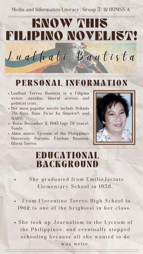 biography Filipino Literature, Philippine Literature, English Education, Information Literacy, National Heroes, Education English, Alma Mater, The History, Elementary Schools