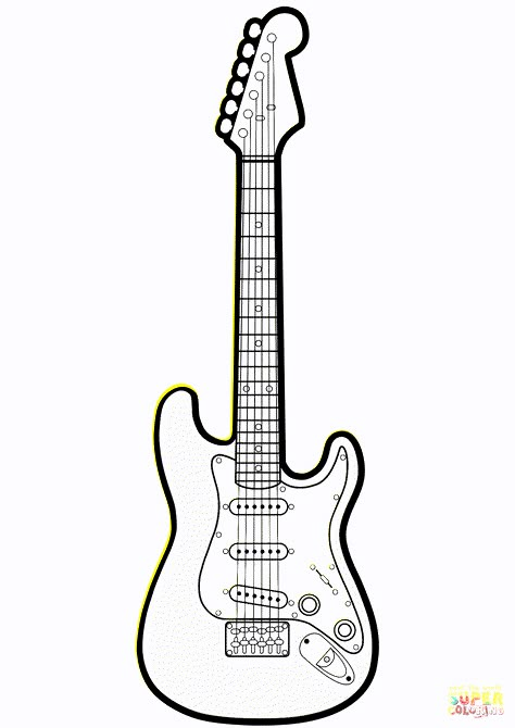 Electric Guitar | Super Coloring Guitar Coloring Page, Guitar Outline, Guitar Images, Guitar Drawing, Rock Guitar, Blues Guitar, Easy Coloring Pages, Rustic Colors, Coloring Pages To Print