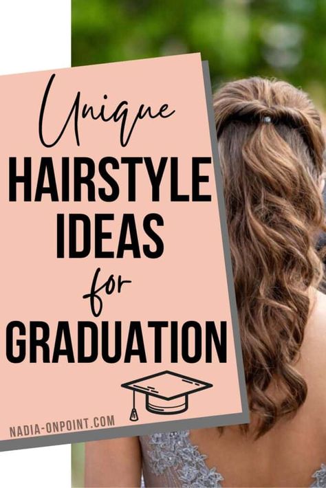 Graduation Hairstyle Ideas Graduation Hair Styles Short Hair, Hairstyles For Long Hair Graduation, Graduation Updo Hairstyles With Cap, Hair For Graduation Cap, Graduation Day Hairstyles With Cap, Simple Graduation Hairstyles, Hairstyle For Graduation Cap, Graduation Updo Hairstyles, Ponytail Hairstyles For Graduation Cap