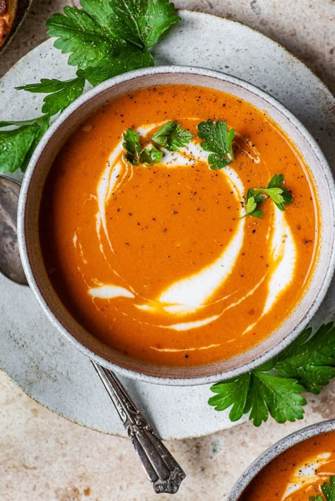 Roasted Red Pepper And Tomato Soup With Coconut Milk, Roasted Tomato Soup With Coconut Milk, Tomato Ginger Soup, Coconut Milk Tomato Soup, Tomato And Coconut Milk Soup, Curry Tomato Soup, Coconut Tomato Soup, Asian Tomato Soup, Tomato Soup Coconut Milk