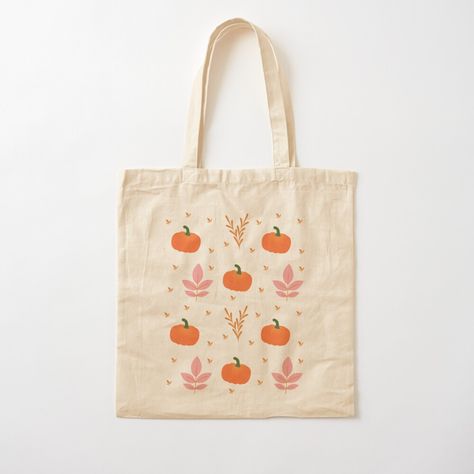 Get my art printed on awesome products. Support me at Redbubble #RBandME: https://www.redbubble.com/i/tote-bag/Orange-Pumpkins-and-Autumn-Fall-Leaves-pattern-Thanksgiving-Gifts-by-UniqueMw/59281453.P1QBH?asc=u Fall Canvas Bag Painting Ideas, Tote Bag Painting Ideas Halloween, Fall Tote Bags Diy, Halloween Tote Bags Diy Paint, Fall Tote Bag Painting Ideas, Halloween Tote Bags Diy, Tote Bag Art Painting, Canvas Tote Bag Painting, Painted Tote Bag Ideas