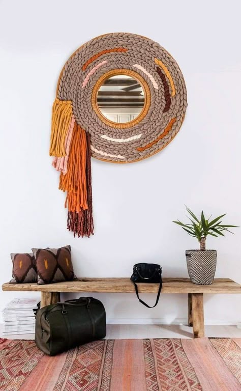 Bohemian Mirror, Decor Mirror, Rattan Mirror, Hanging Wall Mirror, Wall Hanging Diy, Boho Wall Hanging, Macrame Decor, Décor Diy, Elegant Decor