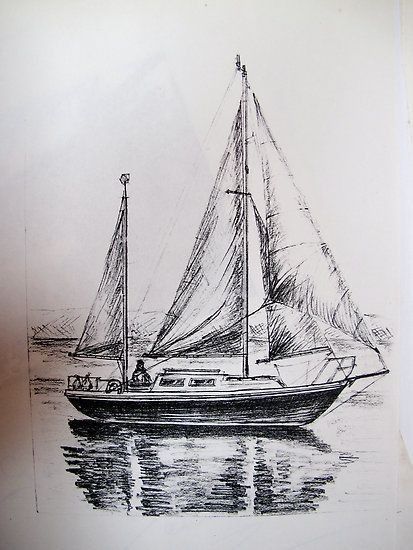 Sailboat Drawing, Boat Sketch, Landscape Pencil Drawings, Boat Drawing, Pencil Drawing Tutorials, Ship Drawing, Drawing Pencil, Landscape Drawings, Pencil Art Drawings