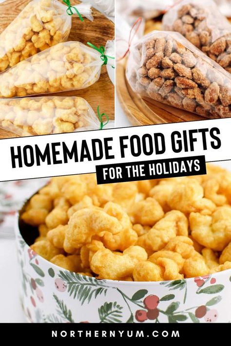 Looking for the perfect homemade treats to gift this holiday season? These sweet, simple goodies make great gifts for friends and family. How To Wrap Food As A Gift, Cheap Food Gifts For Christmas, Christmas Snack Bags Gifts, Holiday Snack Gifts Easy Recipes, Easy Christmas Baked Goods Gifts, How To Package Christmas Treats, Christmas Gift Food Ideas Holiday Treats, Holiday Treat Gift Ideas, Christmas Homemade Gifts Food