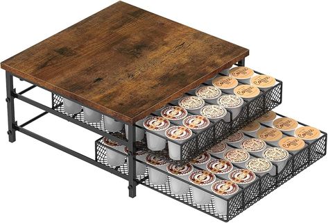 Amazon.com: MOOACE Coffee Pod Holder for K Cup Holder Drawer Holder, Coffee Pod Drawer For Counter, 2 Tier K-Cup Storage With Sliding Baskets, 72 Capacity Pods Organizer Cups Capsule for Coffee Station, Brown : Home & Kitchen K Cup Storage, Office Coffee Bar, Coffee Pods Drawer, K Cup Holders, Coffee Pod Storage, Coffee Holder, Coffee Pod Holder, Drink Station, Office Coffee