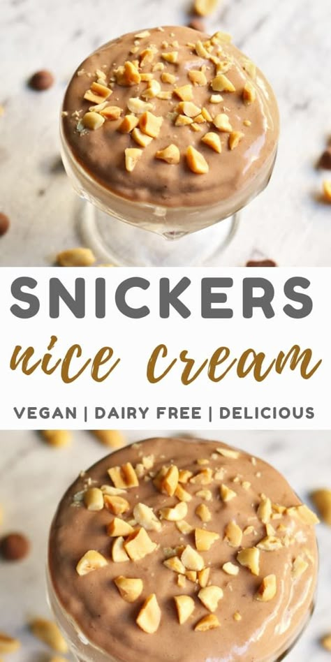 Healthy Snickers, Healthy Vegan Dessert, Vegan Nice Cream, Meals Vegan, Cheesecake Vegan, Nice Cream Recipe, Dessert Oreo, Dessert Healthy, Healthy Vegan Snacks