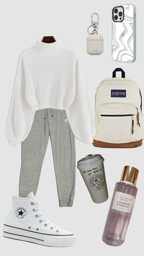 Study Outfit Aesthetic Winter, Study Outfits Comfy, Bake To School Outfit, School Appropriate Outfits Preppy, Preppy Outfits For School Winter, Cute And Comfy Outfits For School, First Day Of High School Outfits, Back To School Outfits Preppy, Comfy Outfit For School