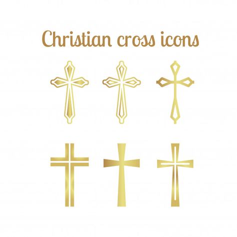 Golden christian cross icons Premium Vec... | Premium Vector #Freepik #vector #background Cross Vector, Birthday Cake Topper Printable, Vector Line, Christmas Graphics, Christian Cross, Graphic Editing, Diy Crochet Projects, Gold Cross, Vector Background