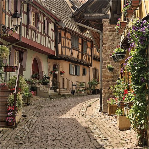 European Village, Alsace France, Medieval Town, Beautiful Villages, Colmar, Alsace, Pretty Places, Malaga, 그림 그리기