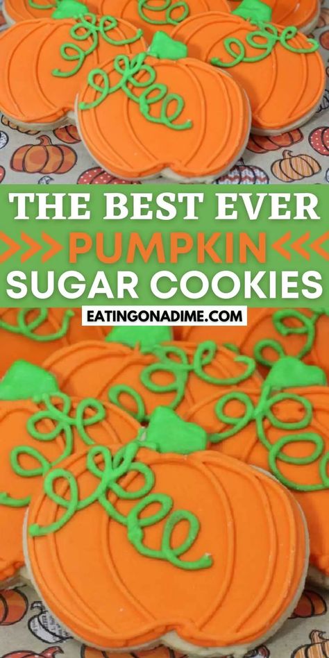 Pumpkin Sugar Cookies Decorated, Royal Icing Easy, Thanksgiving Cookies Decorated, Pumpkin Cookies Decorated, Sugar Cookie Recipe For Decorating, Pumpkin Shaped Cookies, Pumpkin Cookies Easy, Cut Out Cookie Recipe, Pumpkin Sugar Cookies