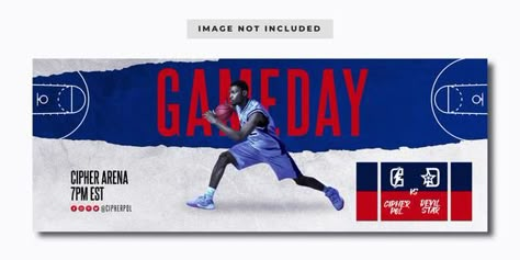 Banner Social Media Design, Sports Banner Design, Basketball Banners, Sports Banners, Basketball Match, Cover Photo Design, Sports Banner, Football Banner, Cover Facebook