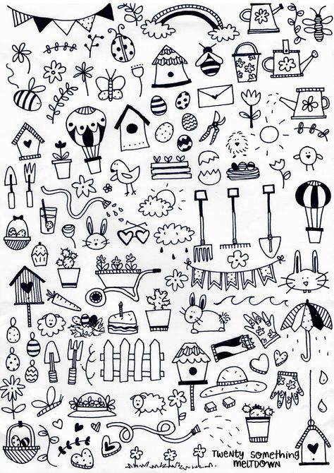 Spring Doodles, Creative Doodles, Bullet Journal Printables, Doodle Pages, Doodle Art Journals, Sketch Notes, Easy Doodle Art, Doodle Lettering, Easy Doodles Drawings