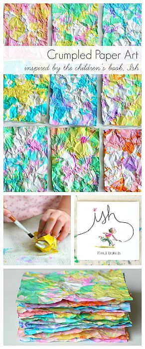 Crumpled Paper Art Activity for Kids inspired by the children's book, Ish! Super fun process art project for kids of all ages. Use the colorful paper for collages, notes, and more! ~ BuggyandBuddy.com Color Week Preschool Art Projects, Art Activities School Age, Preschool Expressive Art, Art Activities Based On Books, Picture Books With Crafts, Art Activities Inspired By Artists, Art Ideas For Two Year Olds, Books For Preschoolers With Activities, Easy Summer Projects For Kids