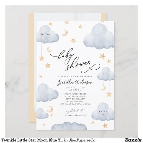 Cloud Baby Shower Theme, Yellow Baby Shower Invitations, Star Yellow, Star Baby Shower Invitations, Blue Baby Shower Invitations, Star Theme, Boy Baby Shower Ideas, Shower Balloons, Baby Shower Yellow