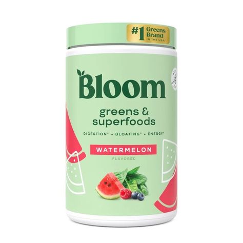 Bloom Super Greens, Bloom Nutrition Greens, Bloom Greens And Superfood, Bath And Body Works Watermelon, Watermelon Hydration Drink, Superfoods Powder, Bloom Nutrition, Moringa Leaf Powder, Girl Products