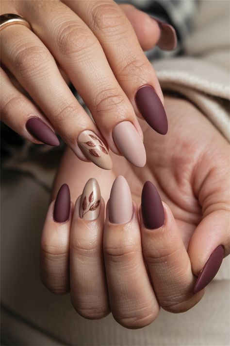 Embrace the beauty of autumn with these chic matte fall nail ideas that bring warmth and elegance to your fingertips. Imagine deep burgundy and rich forest green shades, perfectly matte to create a sophisticated look. Whether you're enjoying pumpkin spice lattes or cozy sweater days, these nails are the ideal accessory to express your love for the season. Get inspired and transform your manicure into the ultimate fall statement! Matte Nude Nails, Burgundy Matte Nails, Pale Nails, Matte Nail Colors, Fall Nail Ideas, Brown Nails Design, Simple Fall Nails, Pumpkin Spice Lattes, Pumpkin Nails