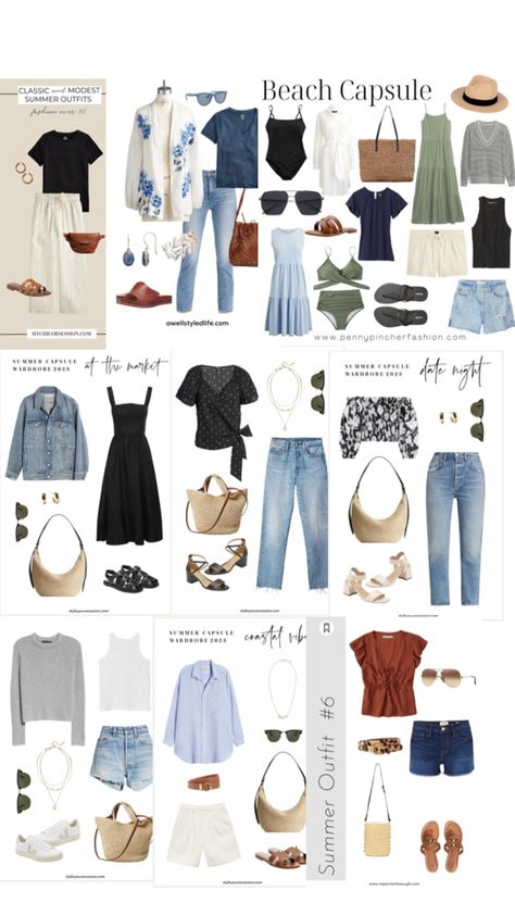 Summer Holiday Capsule Wardrobe, Caravan Travel, Vacation Capsule Wardrobe, Travel Capsule Wardrobe Summer, Holiday Capsule Wardrobe, European Trip, Capsule Wardrobe Women, Stylish Outfits For Women Over 50, Fashion Capsule Wardrobe