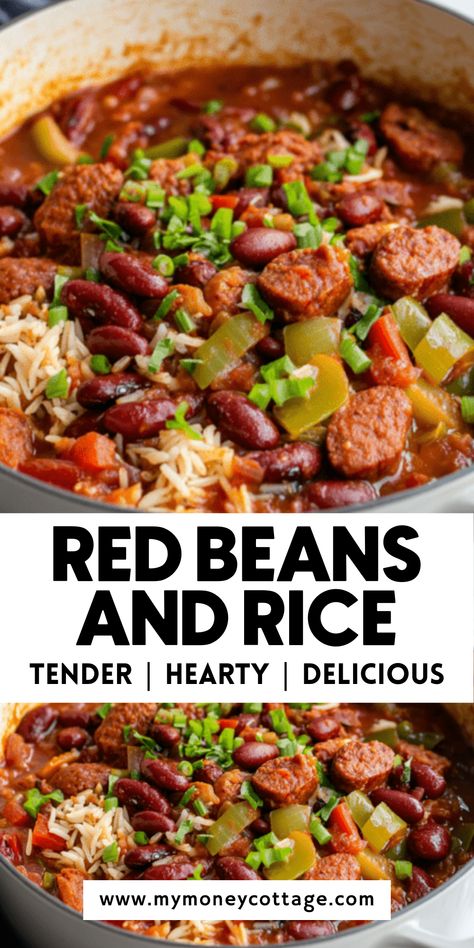 A comforting and budget-friendly Southern favorite! This dish is packed with creamy red beans, smoky sausage, and perfectly seasoned rice for a meal that’s both hearty and satisfying. Make it on the stovetop, in a slow cooker, or in an Instant Pot for an easy dinner. Perfect for meal prep, weeknights, or Mardi Gras celebrations! Save this delicious recipe for a taste of New Orleans at home! Mardi Gras Party Food, Easy Party Snacks, Cajun And Creole Recipes, Mardi Gras Recipes, Party Snacks Easy, Cajun Creole Recipes, Red Beans And Rice, Creole Recipes, Beans And Rice