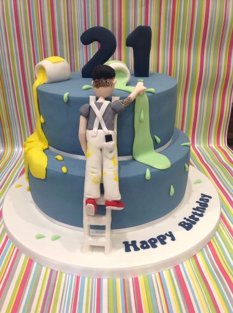 Painter and decorator cake Painters Cake Ideas, Painter Birthday Cake, Painter Cake Ideas, Painter Cake, Dad Birthday Cakes, Cake Decorator, Painter And Decorator, Easy Cake Decorating, Special Occasion Cakes