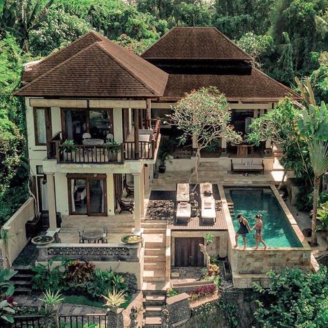 on Instagram: “let mother nature work her magic at Villa Cella Bella in Ubud BalI Location: @villacellabella.” Bali Style Home, House Architecture Styles, Jungle House, Bali House, Casas The Sims 4, Tropical House, Tropical Houses, House Architecture Design, Dream House Exterior