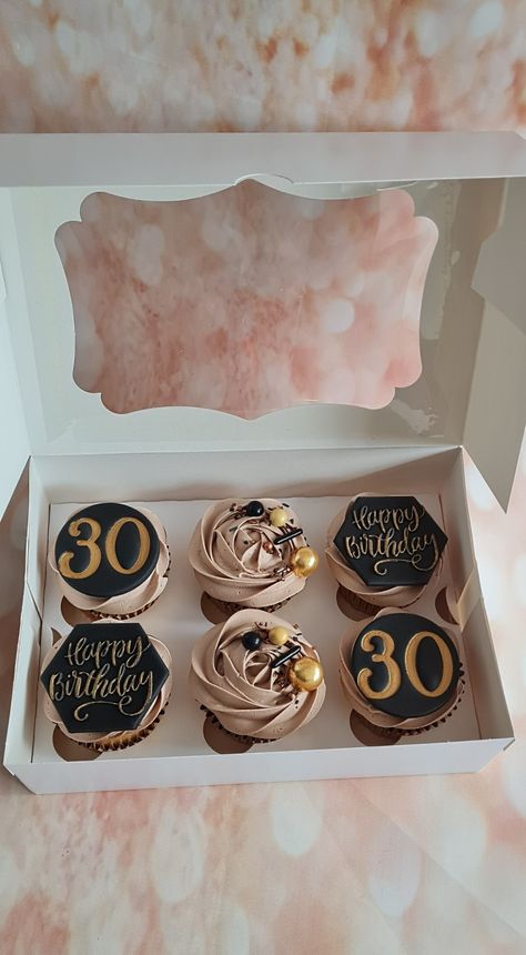 Makeup Birthday Cakes, 30th Birthday Cupcakes, 30th Ideas, Anniversary Cupcakes, Cupcakes For Men, Bento Cakes, Cupcakes Birthday, Happy Birthday Cupcakes, Cupcake Cake Designs