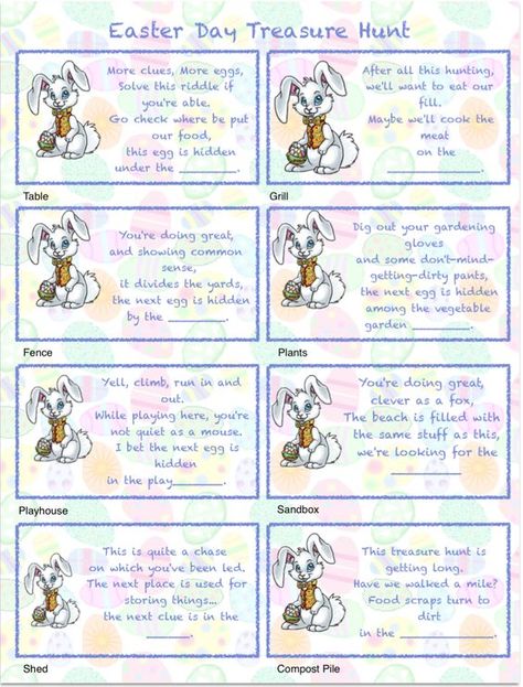 Easter Egg Scavenger Hunt Clues, Easter Riddles, Easter Scavenger Hunt Clues, Egg Hunt Clues, Easter Egg Scavenger Hunt, Easter Egg Hunt Clues, Easter Treasure Hunt, Scavenger Hunt Riddles, Easter Scavenger Hunt