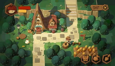 ArtStation - My mini project Farming Game, Studying Art, 3d Pokemon, Indie Game Art, Mini Project, Farm Games, Bg Design, 2d Game Art, Video Game Design