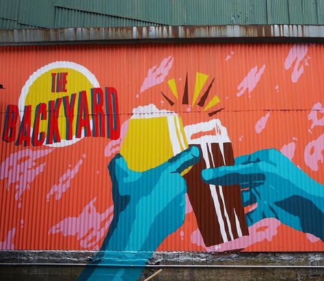 Bar Graffiti Wall Murals, Beer Garden Mural, Brewery Mural Art, Beer Mural Art, Bar Mural Ideas, Bar Wall Mural, Beer Graffiti, Brewery Mural, Bar Murals