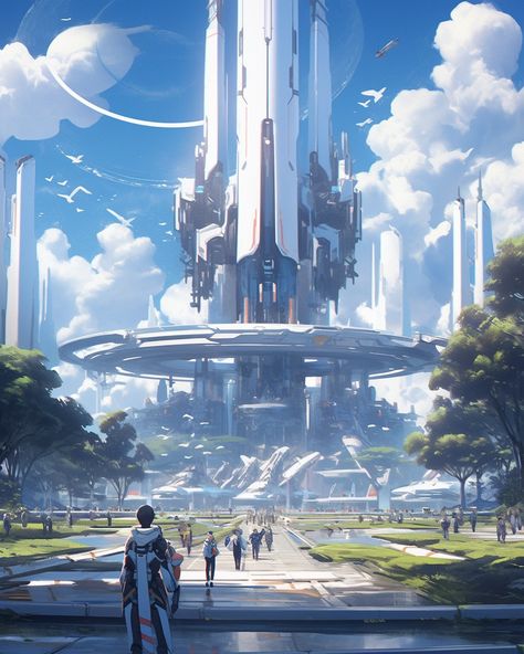 Fox Anime, Scifi Environment, Profile Anime, Scifi City, Sci Fi Architecture, Sci Fi Landscape, Anime Woman, Sci Fi City, Sci Fi Environment