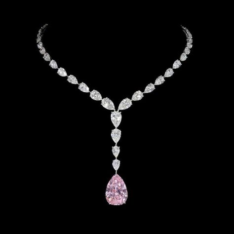 Jahan Diamonds Pretty in Pink- Ravishing necklace with an outstanding rare pink… Pink Diamond Jewelry, Diamond Jewelry Necklace, Pink Bling, Fancy Jewellery, Expensive Jewelry, Pink Necklace, Dec 12, Stunning Jewellery, Pink Diamond