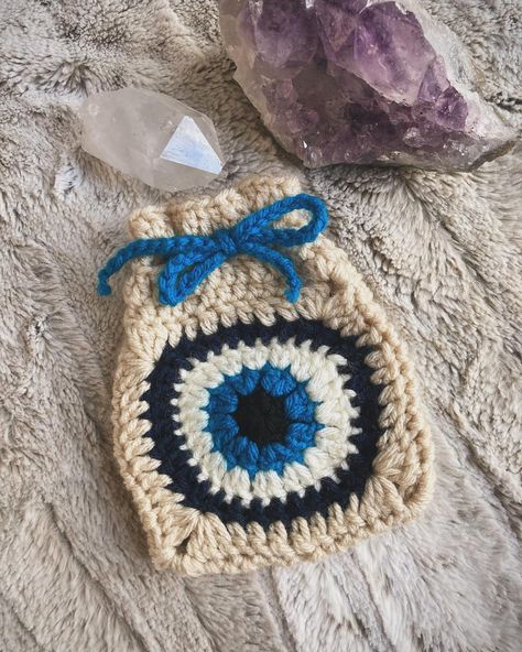 I finally got the pattern for my Evil Eye Protection Drawstring Pouch up on Etsy! 🧿 • • • #crochet #crochetpattern #etsy #etsyshop #theweavingwitchery #crochetbag #crochetbagpatterns #crochetevileye #evileyeprotection #evileyebag #witchy Witchy Crochet, Crochet Tarot, Tarot Card Pouch, Advanced Crochet, Evil Eye Protection, Crochet Goodies, Crochet Stuff, Drawstring Pouch, Crochet Bag Pattern