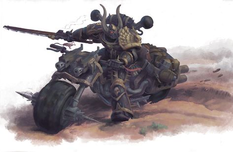 Warhammer Black Legion, Chaos Bikers 40k, Black Legion 40k Art, Chaos 40k, Sons Of Horus, Gallery Artwork, Biker Art, Warhammer 30k, Warhammer 40k Art