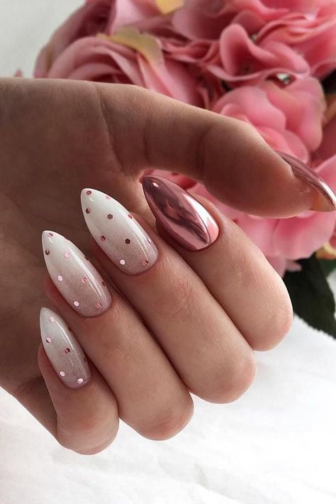 30 Cute Nail Design Ideas For Stylish Brides ❤ nail design wedding ombre with glitter decor deni_sova_nails #weddingforward #wedding #bride #weddingnails #naildesign Polka Dot Nail Designs, Dot Nail Designs, Unghie Sfumate, Polka Dot Nails, Dots Nails, Bride Nails, Neon Nails, Unique Nails, Cute Nail Designs