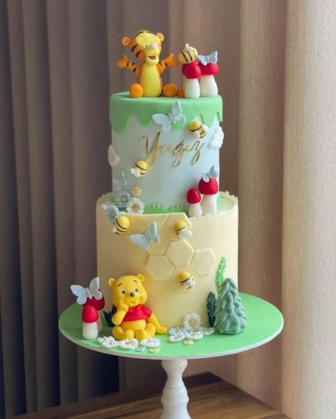 Fruit Birthday Cake, Ladybug Cakes, Boys First Birthday Cake, Baby Boy Birthday Cake, Pooh Winnie, Winnie The Pooh Cake, Pooh Birthday, Gold Chocolate, Friends Cake